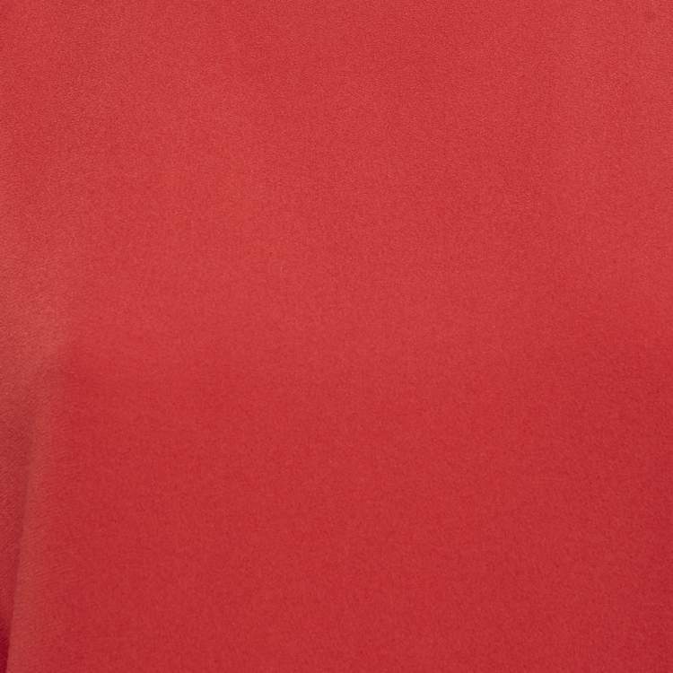 Pre Owned Joseph Red Crepe Raw Edge Detail Top M