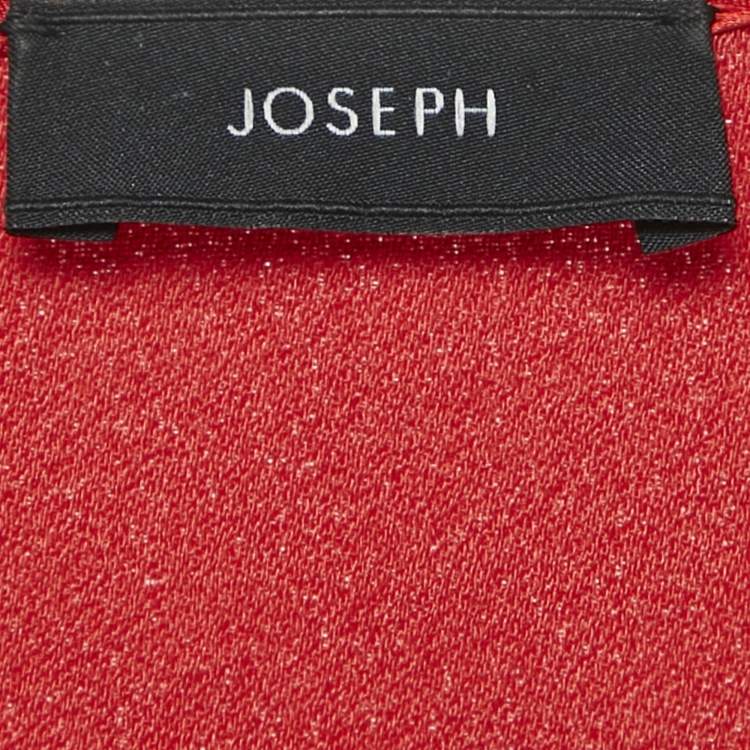 Pre Owned Joseph Red Crepe Raw Edge Detail Top M