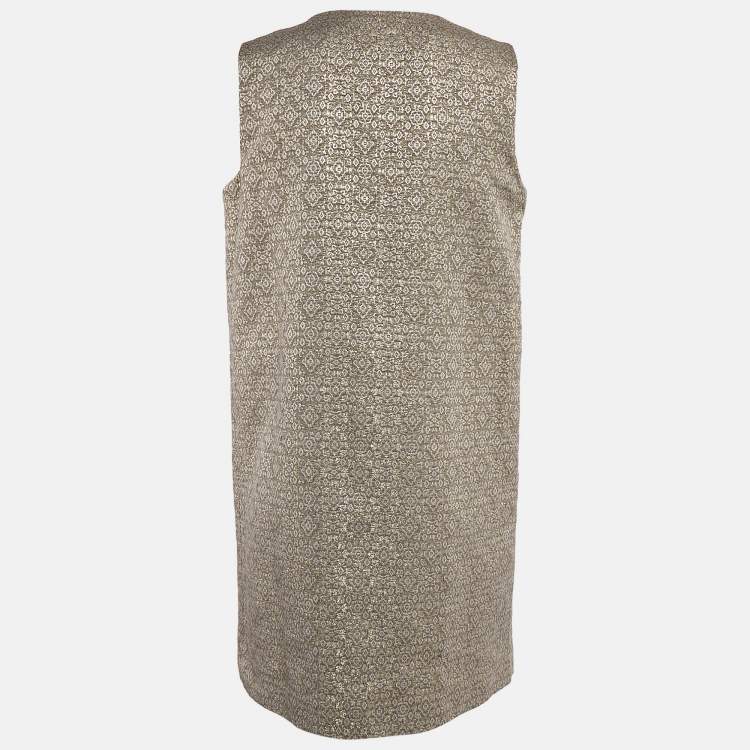 Pre Owned Joseph Gold Jacquard Lamé Sleeveless Sally Mini Dress M