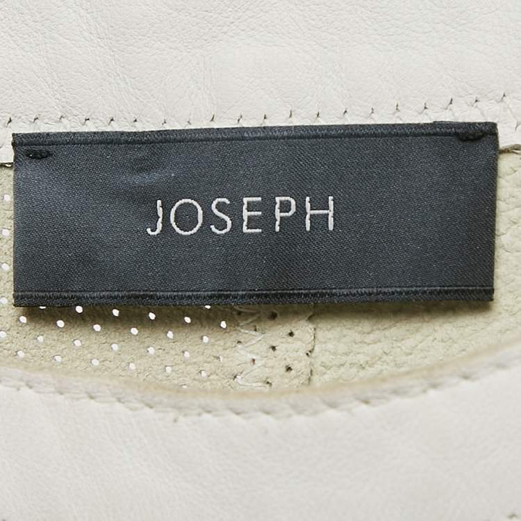 Pre Owned Joseph White Leather Cut-Out Detail Top S