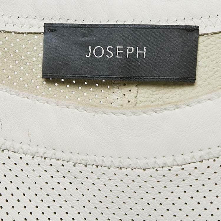 Pre Owned Joseph White Leather Cut-Out Detail Top S