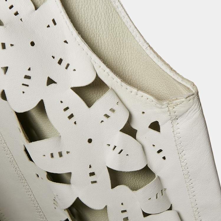 Pre Owned Joseph White Leather Cut-Out Detail Top S