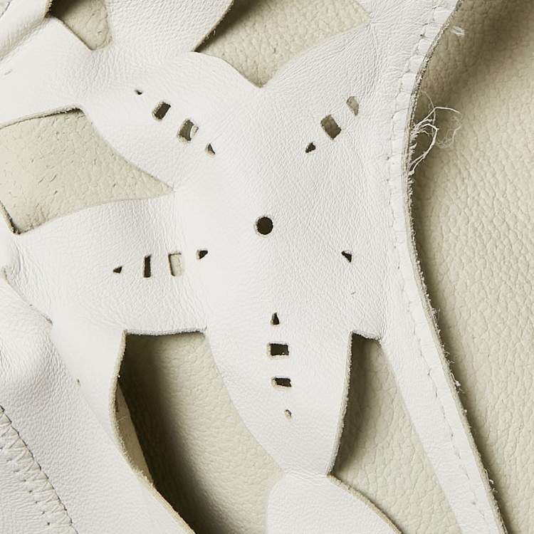 Pre Owned Joseph White Leather Cut-Out Detail Top S