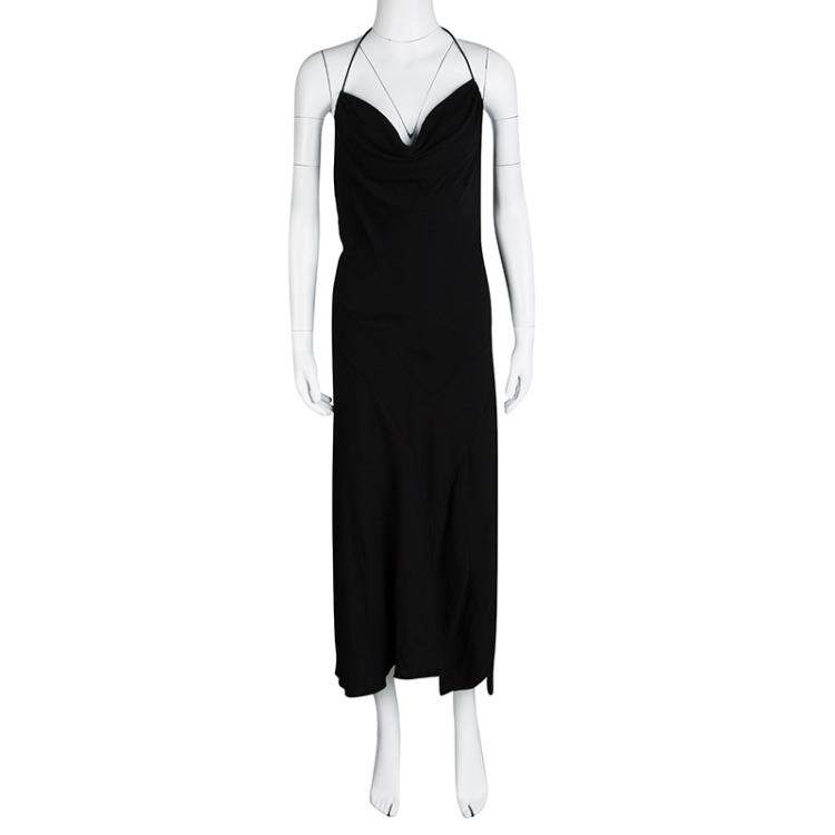 Pre Owned Joseph Black Crepe Cross Back Sleeveless Naomi Dress L