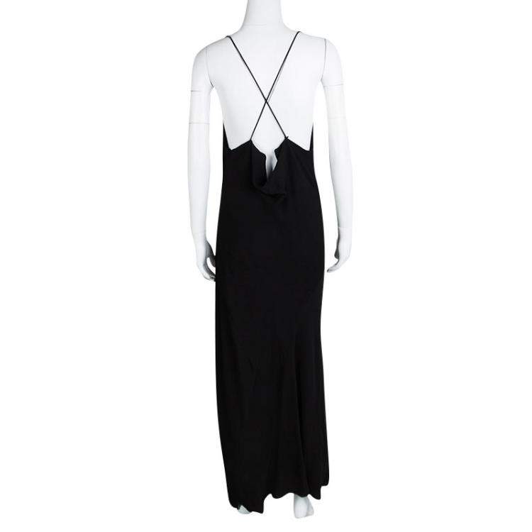 Pre Owned Joseph Black Crepe Cross Back Sleeveless Naomi Dress L