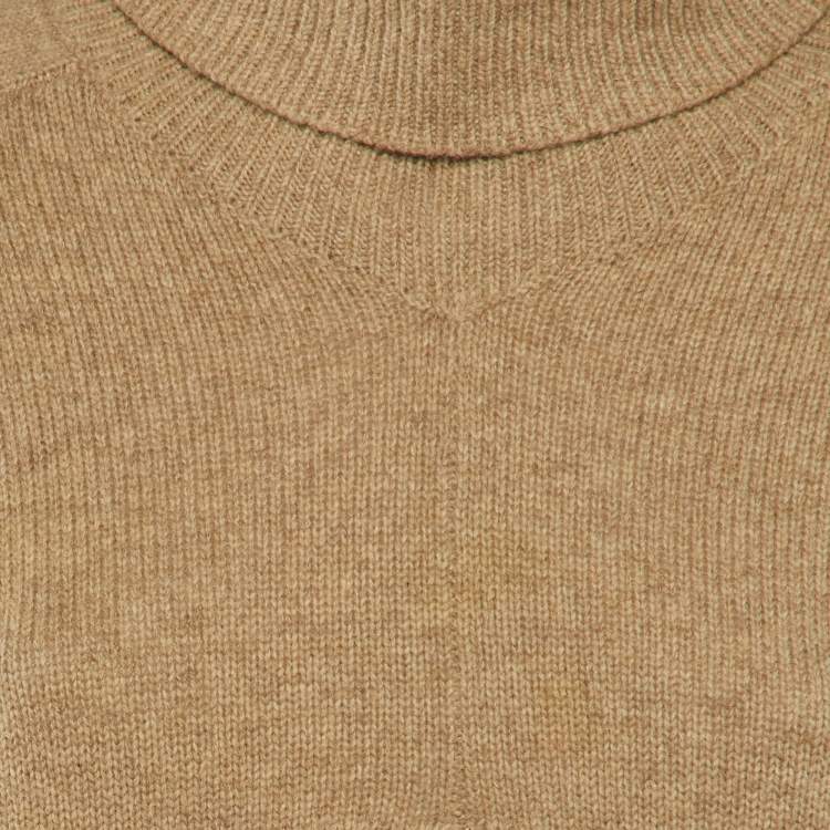 Pre Owned Joseph Beige Wool Knit Turtle Neck Cotton Knit Overcoat M