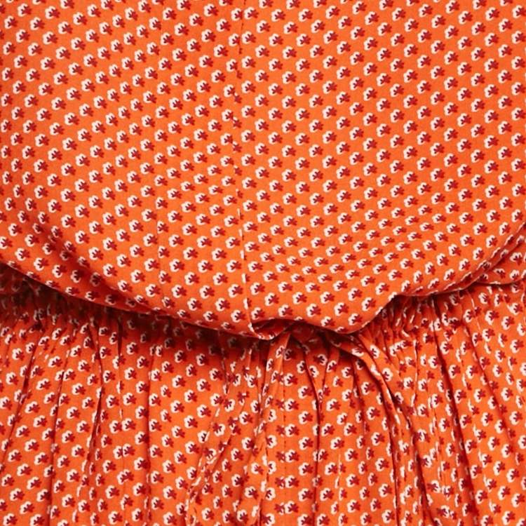 Pre Owned Joseph Orange Floral Print Silk Shirt Dress M