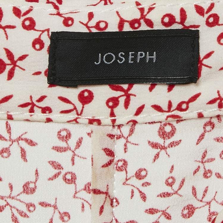 Pre Owned Joseph White Floral Silk Lace Trimmed Claude Midi Shirt Dress L 