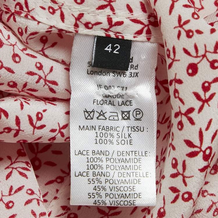 Pre Owned Joseph White Floral Silk Lace Trimmed Claude Midi Shirt Dress L 