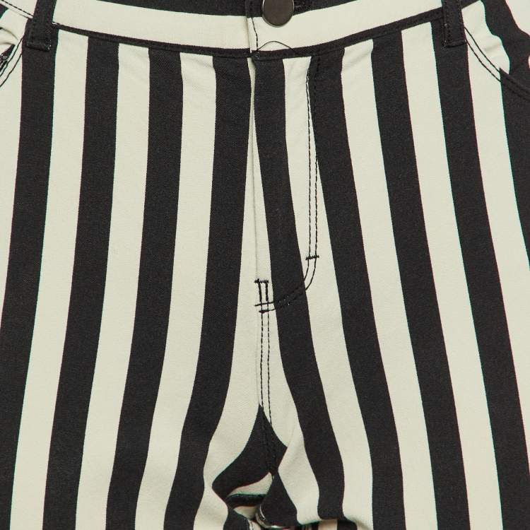 Pre Owned Joseph Monochrome Striped Gabardine Erevan Skinny Trousers L