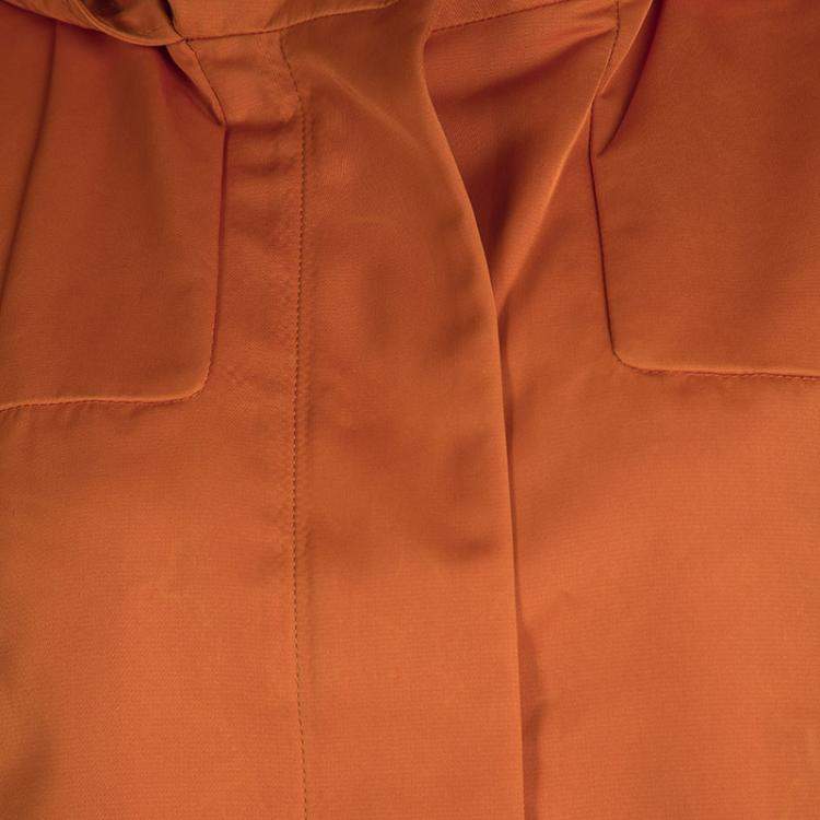 Pre Owned Joseph Orange Techno Taffeta Contrast Trim Hooded Zero Jacket L