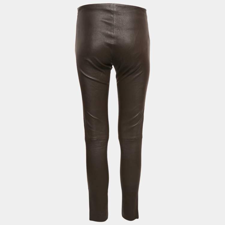 Pre Owned Joseph Brown Stretch Leather Lenny Trousers S
