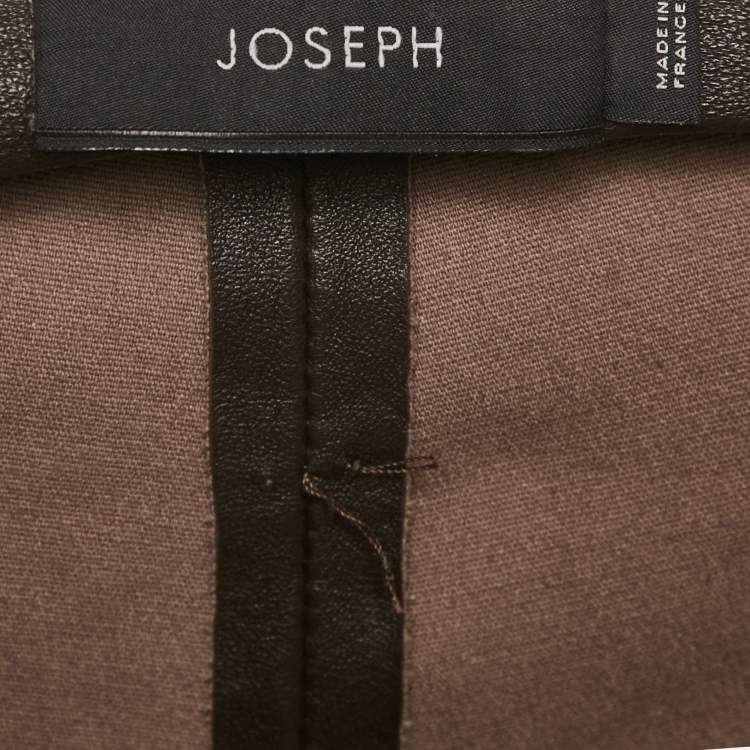 Pre Owned Joseph Brown Stretch Leather Lenny Trousers S