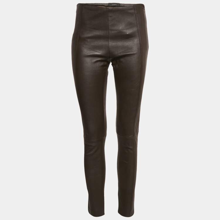 Pre Owned Joseph Brown Stretch Leather Lenny Trousers S
