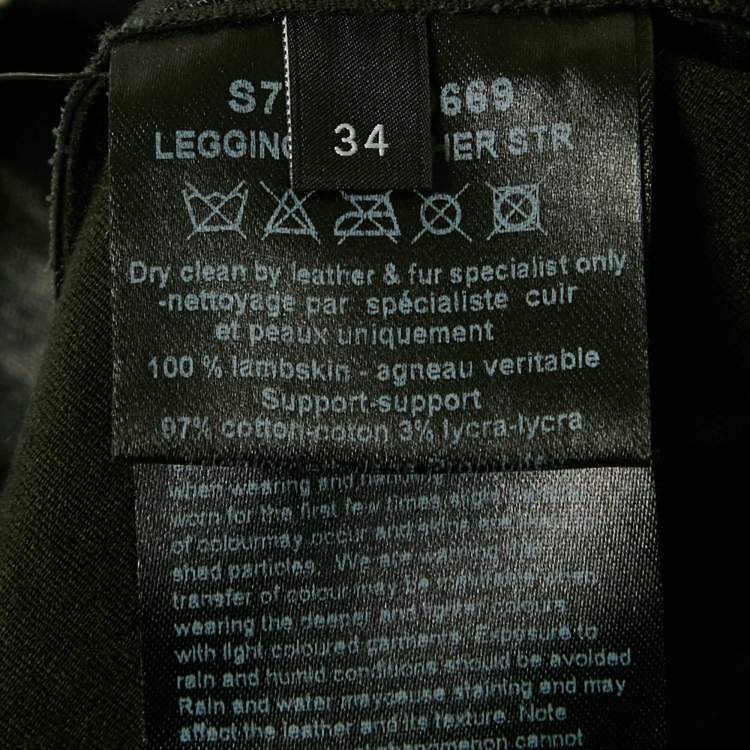 Pre Owned Joseph Black Leather Skinny Pants S