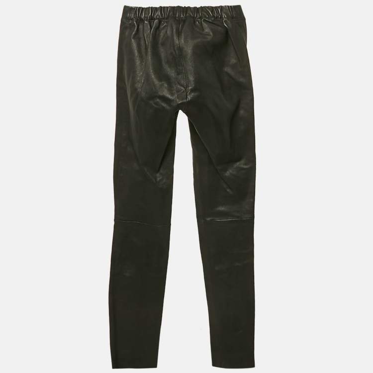 Pre Owned Joseph Black Leather Skinny Pants S