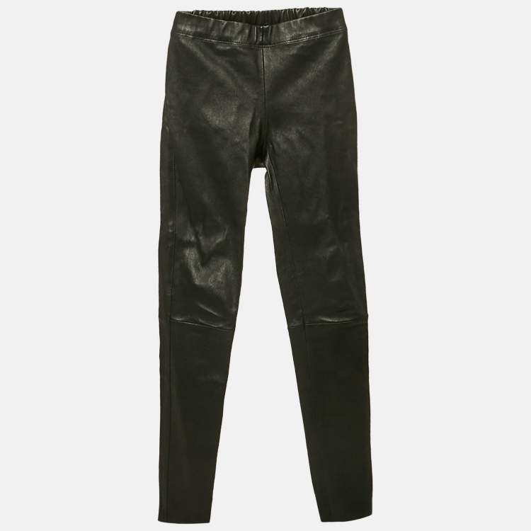 Pre Owned Joseph Black Leather Skinny Pants S