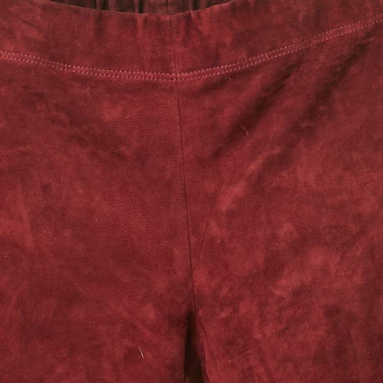 Pre Owned Joseph Burgundy Stretch Suede Legging S