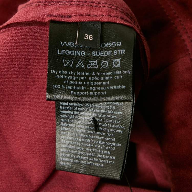 Pre Owned Joseph Burgundy Stretch Suede Legging S