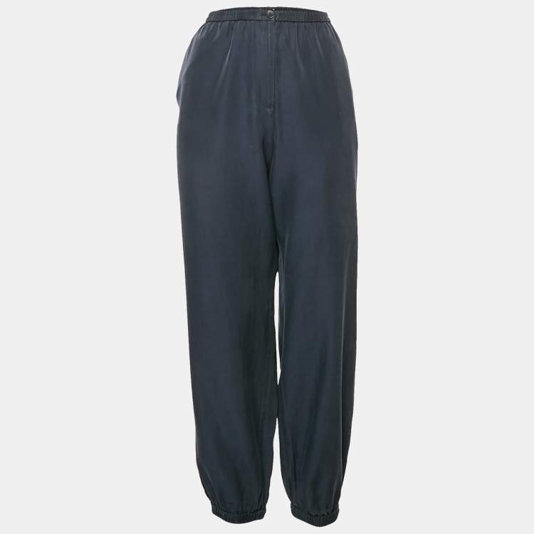Pre Owned Joseph Navy Blue Cotton Blend Trousers L