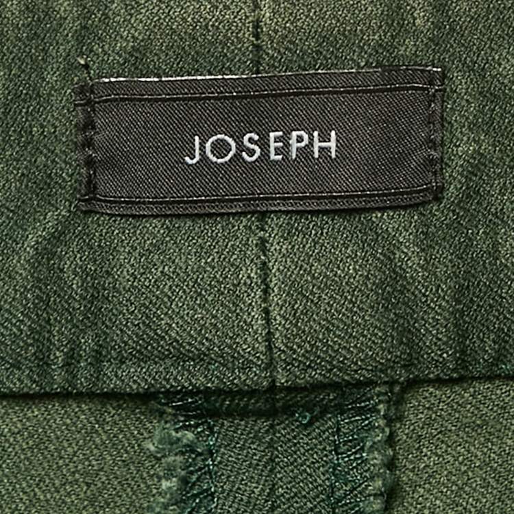 Pre Owned Joseph Dark Green Gabardine Zoom Straight Leg Trousers L