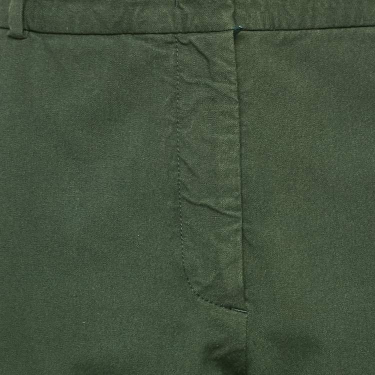 Pre Owned Joseph Dark Green Gabardine Zoom Straight Leg Trousers L