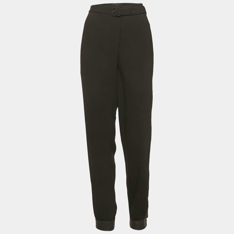 Pre Owned Joseph Black Crepe Belted Trousers M