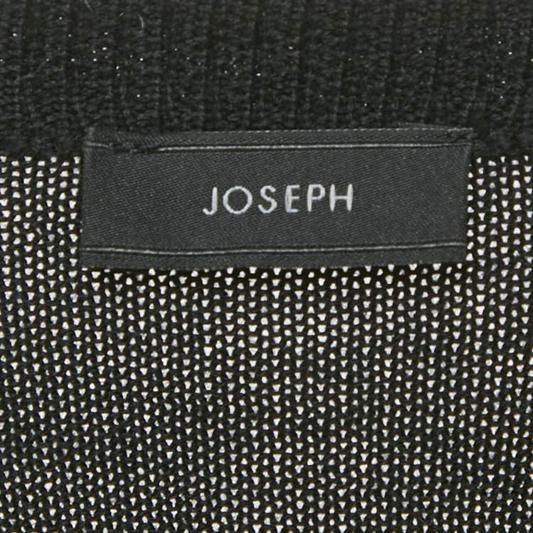 Pre Owned Joseph Black Wool V-Neck Long Sleeve Tunic Sweater M
