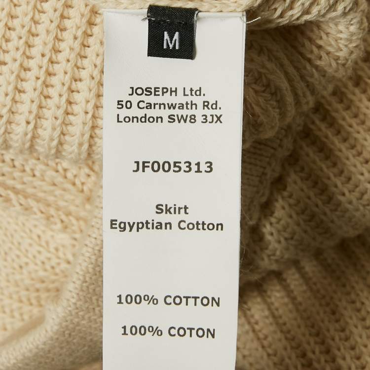 Pre Owned Joseph Cream Rib Knit Flared Midi Skirt M