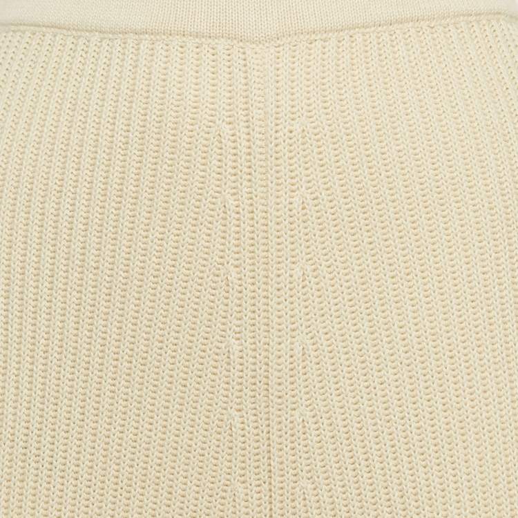 Pre Owned Joseph Cream Rib Knit Flared Midi Skirt M