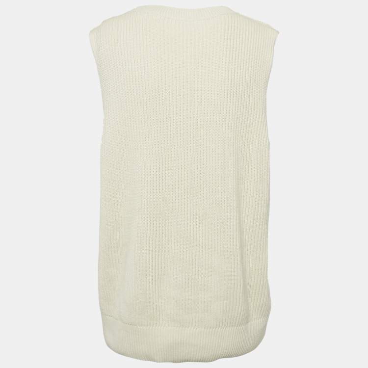 Pre Owned Joseph Cream Rib Knit Crew Neck Sweater Vest M