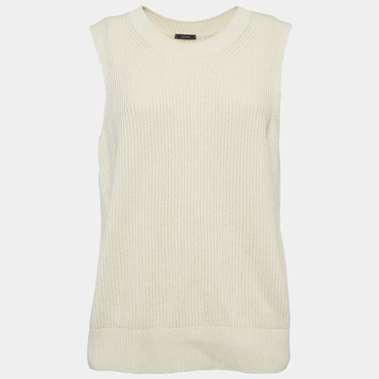 Pre Owned Joseph Cream Rib Knit Crew Neck Sweater Vest M