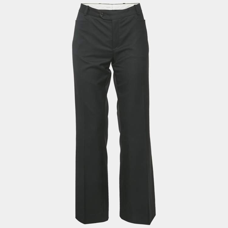Pre Owned Joseph Black Wool Wide Leg Rocket Super 100 Trousers M