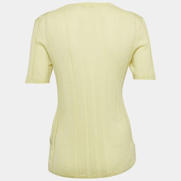 Pre Owned Joseph Yellow Ribbed Merino Wool Knit Jumper S 