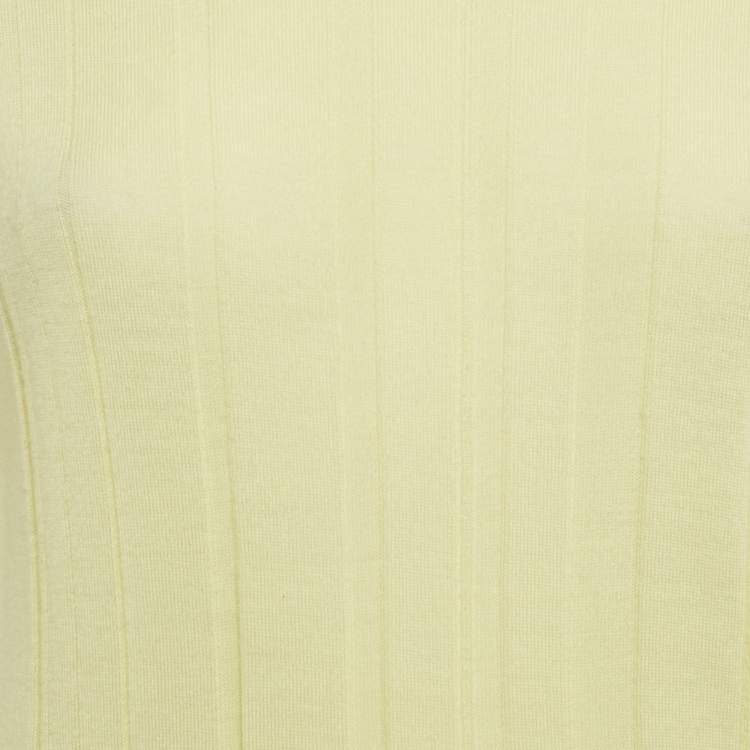 Pre Owned Joseph Yellow Ribbed Merino Wool Knit Jumper S 