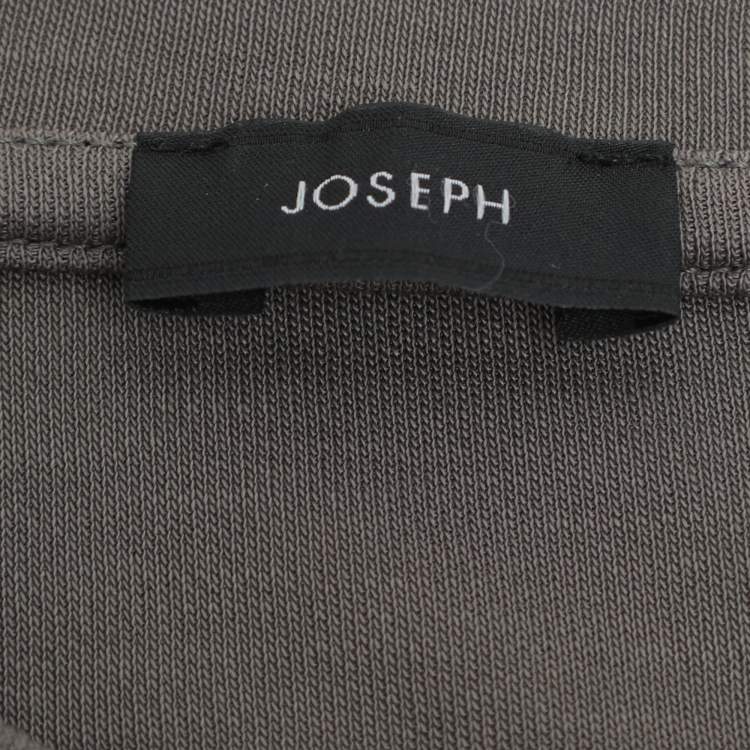 Pre Owned Joseph Grey Lyocell Silk Ruffle Detail T-Shirt M