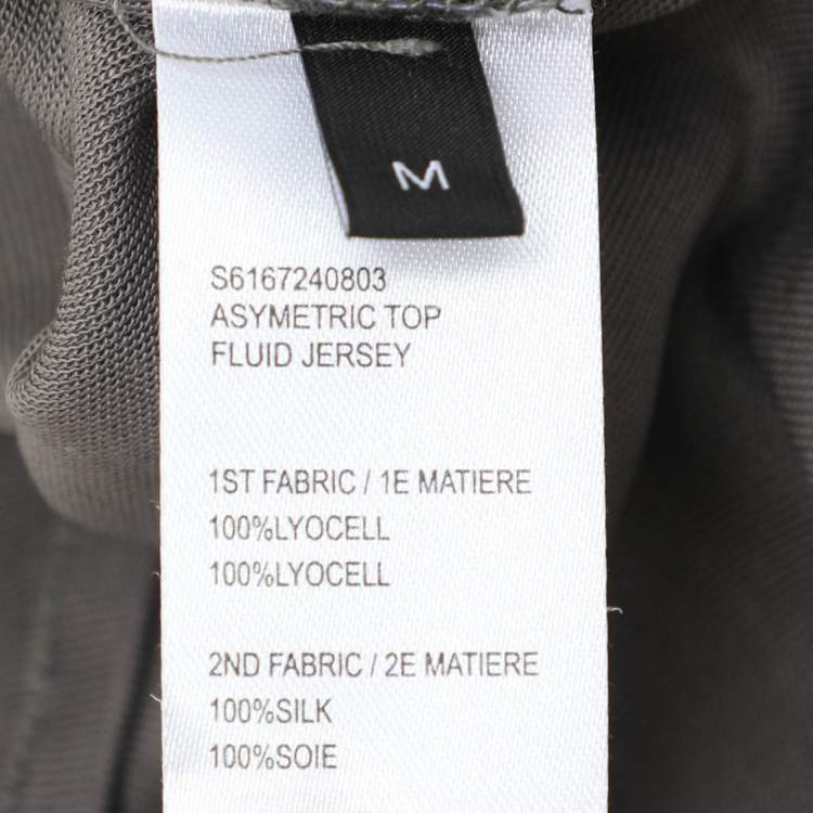 Pre Owned Joseph Grey Lyocell Silk Ruffle Detail T-Shirt M