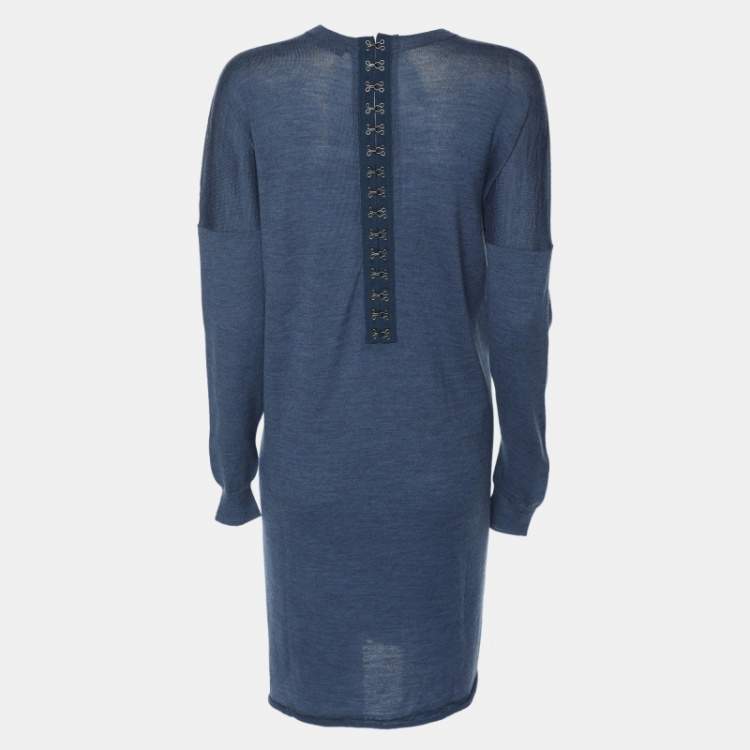 Pre Owned Joseph Blue Wool Knit Dress S