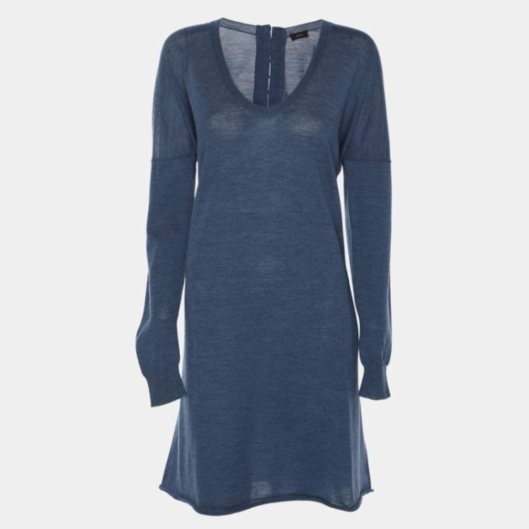Pre Owned Joseph Blue Wool Knit Dress S