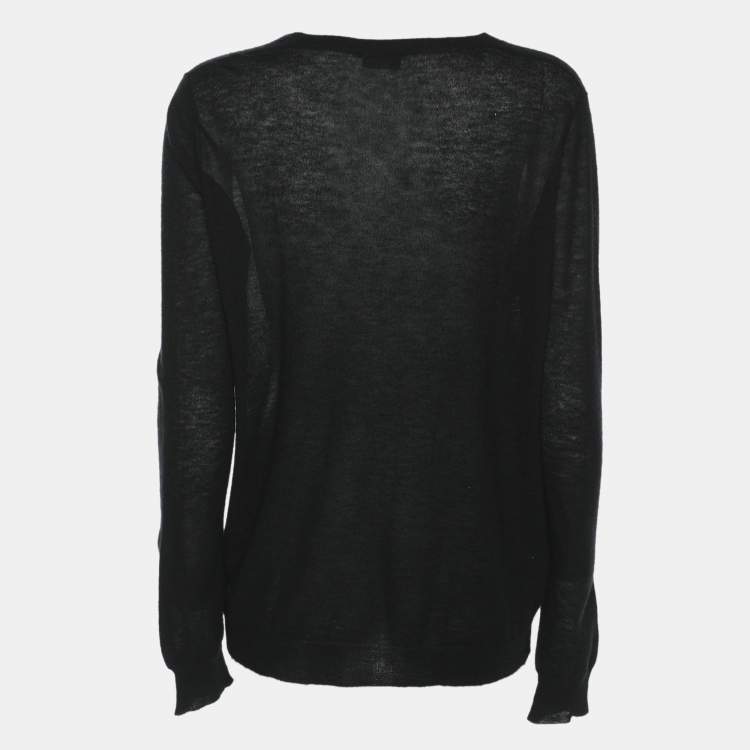 Pre Owned Joseph Black Cashmere Knit Button Front Sweater S