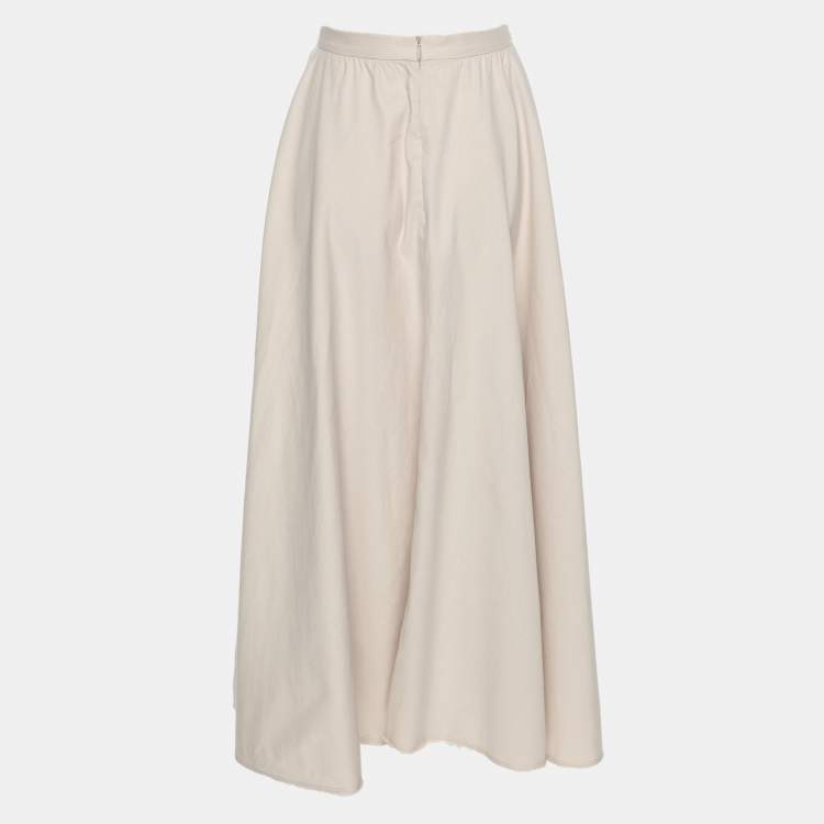 Pre Owned Joseph Beige Linen Blend Midi Skirt S