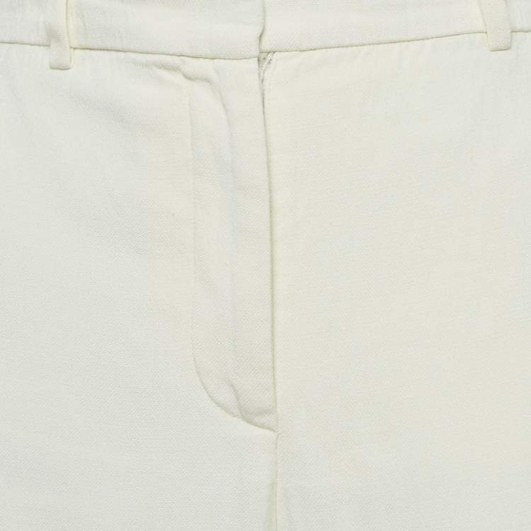 Pre Owned Joseph Off-White Crepe Linen Trousers M