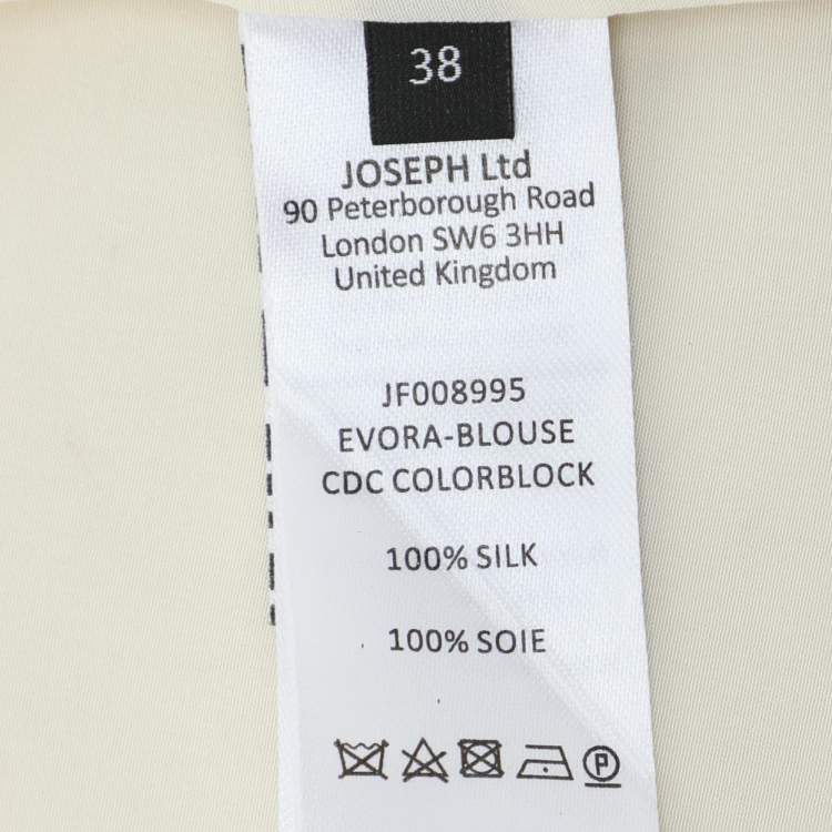مملوكة مسبقًا Joseph Cream/Beige Silk Evora Long Sleeve Shirt M
