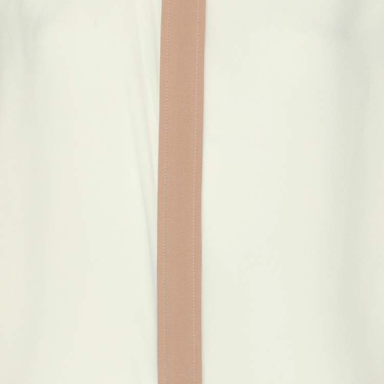 مملوكة مسبقًا Joseph Cream/Beige Silk Evora Long Sleeve Shirt M