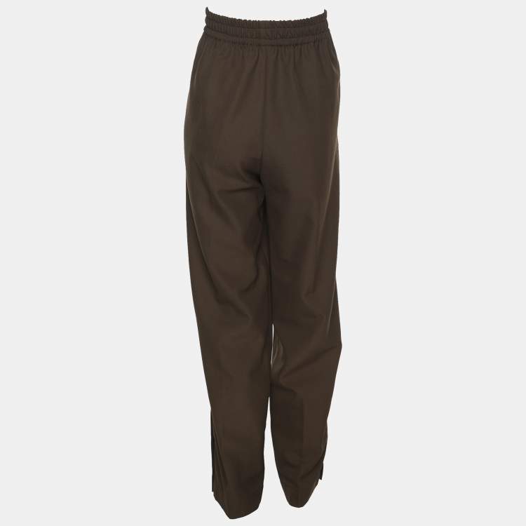 Pre Owned Joseph Olive Green Wool Blend Side Button Trousers M