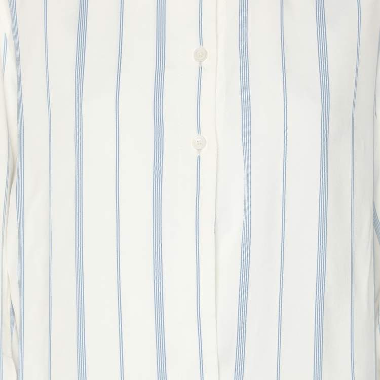 Pre Owned Joseph White/Blue Striped Viscose Midi Dress S