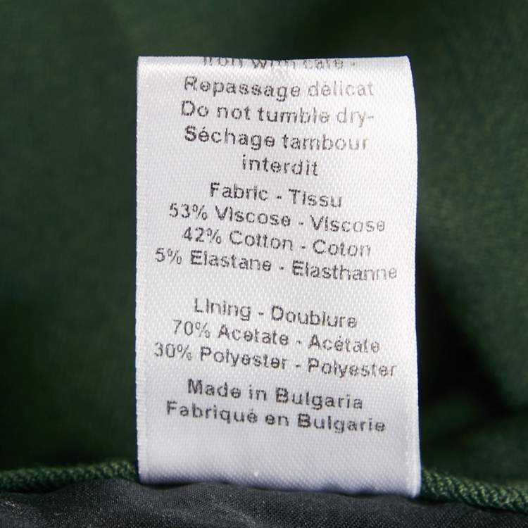 Pre Owned Joseph Dark Green Cotton Blend Straight Fit Trousers M