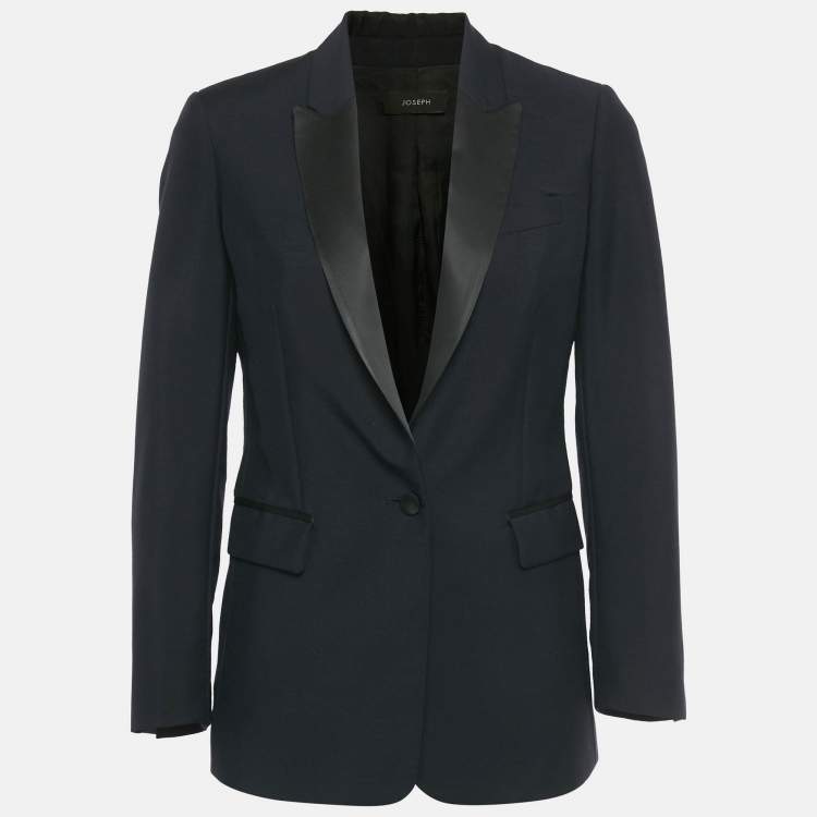 Pre Owned Joseph Midnight Blue Wool Single Breasted Tuxedo Jacket S