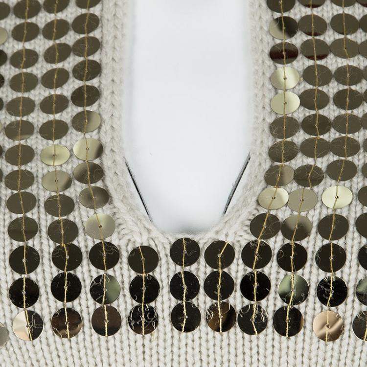Pre Owned Joseph Beige Embellished Wool Sleeveless Sweater S
