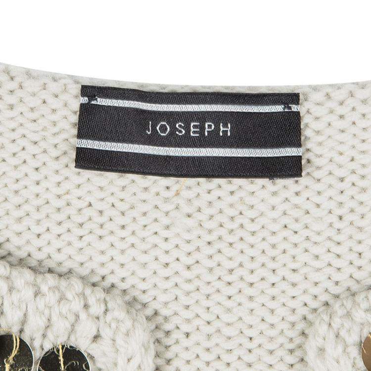 Pre Owned Joseph Beige Embellished Wool Sleeveless Sweater S